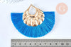 Pendentif large pompon fil bleu clair support doré,pendentif en fil sur support doré, 85-92mm, x 2 (G4891)