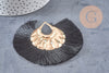 Pendentif large pompon fil noir support doré,pendentif en fil sur support doré, 85-92mm, x2 (G4533)