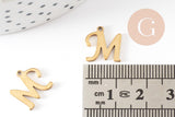 Pendentif lettre initiale M majuscule acier inoxydable 201 doré PVD 12mm, x1 (G9381)