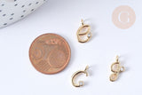 Pendentif lettre initiale laiton doré zircon blanc 11mm, x1 (G7946)