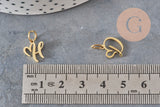 Pendentif lettre initiale stylisé acier inoxydable doré IP 12.5mm, x1 (G11372)