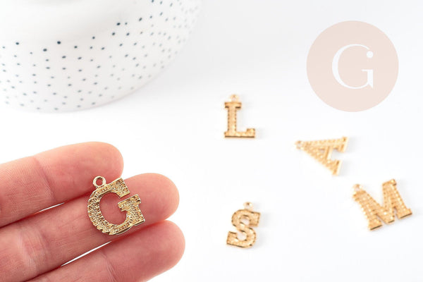 Pendentif lettre zamac doré 18k,pendentif initiale lettre mot prenom,20.5mm, x1 (G5256)