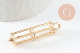 Pendentif locket cage zamac doré, création sautoir, pendentif à ouvrir,41mm, x1 (G3520)