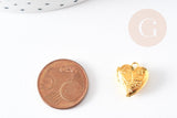 Pendentif locket cœur medaillon doré, médaillon Vintage, création collier, pendentif amour doré,15.6mm, x2 G5294
