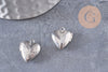 Pendentif locket cœur medaillon laiton argenté, médaillon Vintage, création collier, 15.6mm, x 2 (G3341)