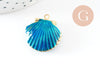 Pendentif locket coquillage laiton doré 18K émaillé 23.5mm, Pendentif création bijoux x1 G9551