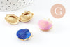 Pendentif locket coquillage laiton doré 18K émaillé 23.5mm, Pendentif création bijoux x1 G9551