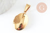 Pendentif locket ovale acier 316 inoxydable doré IP 18K 24mm, x1 (G9466)