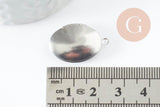 Pendentif locket ovale acier 316 inoxydable platine 24mm, x1 (G9450)