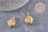 Pendentif locket ovale laiton doré 18K étoiles zircons 17mm, x1 (G10978)