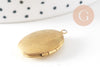 Pendentif locket ovale medaillon laiton brut 24mm, x2 (G0655)