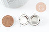 Pendentif locket rond acier 316 inoxydable platine 23mm, x1 (G9531)