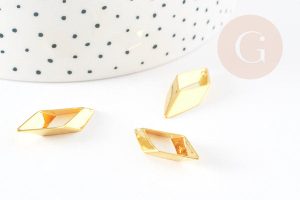 Pendentif losange laiton doré 27mm,breloque géométrique sans nickel,perle géométrique, x5 G6230