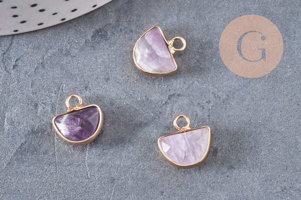 Pendentif lune améthyste,pendentif bijoux,pendentif pierre, pierre naturelle,amethyste naturelle,pendentif pierre,13.5mm x1 -G6309
