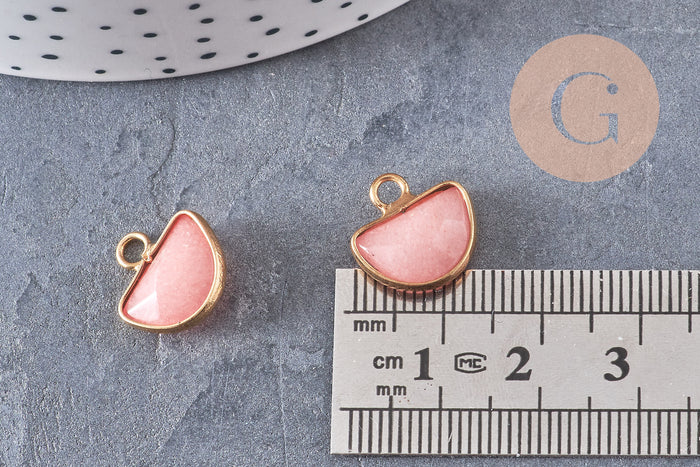 Pendentif lune jade rose corail, pendentif bijoux,demi-lune,pendentif pierre, jade naturelle, pendentif jade,13.5mm, x1, G0981