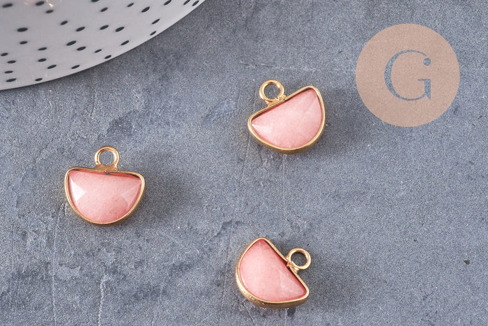 Pendentif lune jade rose corail, pendentif bijoux,demi-lune,pendentif pierre, jade naturelle, pendentif jade,13.5mm, x1, G0981