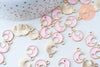 Pendentif lune zamac doré émail rose clair 16mm,pendentif doré pour création de bijoux, x5 G6093
