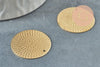 Pendentif médaille cerle texturée laiton brut 25mm, bijoux laiton brut x2 (G1226)