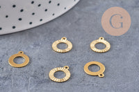 Pendentif médaille cerle texturée laiton brut, apprêt doré, sans nickel,médaille dorée, médaille ronde,10mm, x5 (G2826)