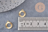 Pendentif médaille cerle texturée laiton brut, apprêt doré, sans nickel,médaille dorée, médaille ronde,10mm, x5 (G2826)