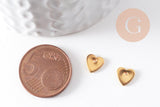 Pendentif médaille coeur acier 304 inoxydable doré 7mm, x10 (G3465)