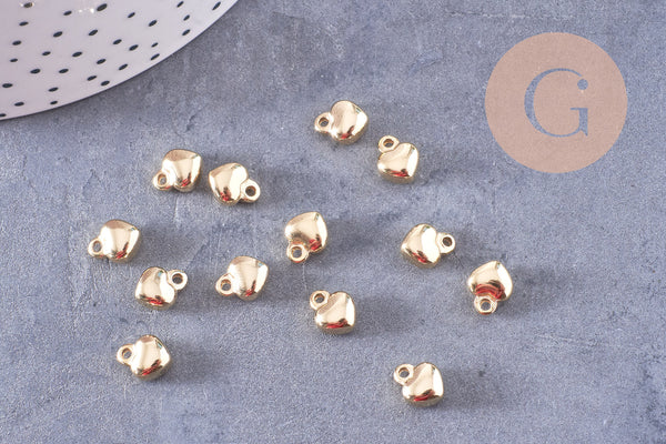 Pendentif médaille coeur acier 304 inoxydable doré 9mm, x2 (G4917)