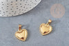 Pendentif médaille coeur acier 304 inoxydable doré à graver 19mm, x1 (G2913)