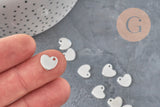 Colgante de medalla con forma de corazón de acero inoxidable plateado 10.5mm, x10 (G11347)