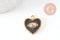 Pendentif médaille coeur oeil émail laiton doré 18K et cristal zircon,pendentif laiton amour pour création bijoux,13mm, x1 (G3414)