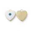 Pendentif médaille coeur oeil protecteur émail laiton doré 18K 22mm, x1 (G4297)