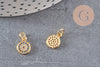 Pendentif médaille doré cristal zircon, pendentif doré,porte-bonheur,laiton dore,bijou médaille,17mm, x1 (G0483)