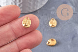 Pendentif médaille goutte texturée zamac doré 11mm, x10 (G0685)