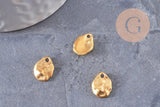 Pendentif médaille goutte texturée zamac doré 11mm, x10 (G0685)