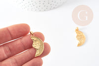 Pendentif médaille moitié coeur laiton doré 30mm, x1 (G5339)