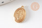 Pendentif médaille ovale Vierge Marie acier 304 inoxydable doré émaillée 13mm x1 ou x5 (10759)