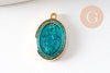 Pendentif médaille ovale Vierge Marie acier 304 inoxydable doré émaillée 13mm x1 ou x5 (10759)