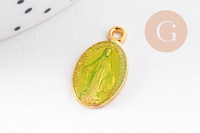 Pendentif médaille ovale Vierge Marie émaillée 17.5mm x1 AVEC DEFAUT (G8839-D)