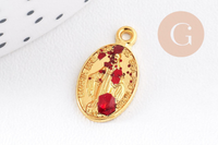 Pendentif médaille ovale Vierge Marie émaillée 17.5mm x1 AVEC DEFAUT (G8839-D)