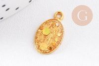 Pendentif médaille ovale Vierge Marie émaillée 17.5mm x1 AVEC DEFAUT (G8839-D)