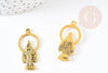 Pendentif médaille ovale Vierge Marie zamac doré 36mm, x1 (G1245)
