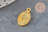 Colgante medalla Virgen María ovalada zamac oro esmaltado 17.5mm x1 o x5 (G8839)