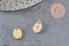 Pendentif médaille ovale croix laiton doré 12mm, x1 (G2949)