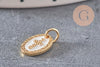Pendentif médaille ovale croix laiton doré 12mm, x1 (G2949)