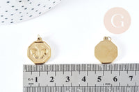 Pendentif médaille papillon acier 316L inoxydable doré 18mm, x1 (G8735)