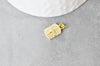 Pendentif médaille rectangle étoile laiton doré zircons, un pendentif doré avec cristaux pour création bijoux,14.5mm, x1 (G3484)