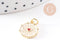 Pendentif médaille rond coeur sacré émail blanc laiton doré 15mm, x1 (G10169)