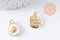 Pendentif médaille rond coquillage émail blanc laiton doré 15.5mm, x1 (G10623)