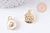 Pendentif médaille rond coquillage émail blanc laiton doré 15.5mm, x1 (G10623)