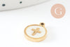 Pendentif médaille rond croix nacre naturelle blanche acier 304 doré inoxydable, x1 (G9693)