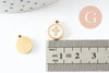 Pendentif médaille rond croix nacre naturelle blanche acier 304 doré inoxydable, x1 (G9693)